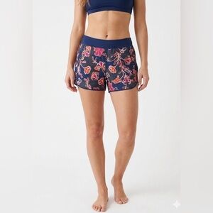 Lands' End Navy Floral women’s swim shorts..Quick dry pocket
